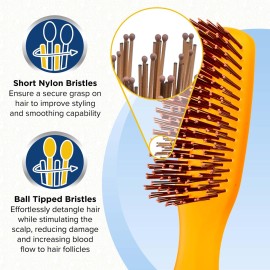 Giorgio GION2O Neon Orange 6.25 inch Gentle Touch Detangler Hair Brush for Men and Women. Soft Bristles for Sensitive Scalp. Wet and Dry for all Hair Types. Scalp Massager Brush Stimulate Hair Growth