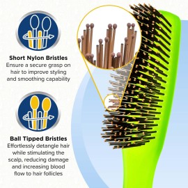 Giorgio GION1G Neon Green 7.75 inch Gentle Touch Detangler Hair Brush for Men Women. Soft Bristles for Sensitive Scalp. Wet and Dry for all Hair Types. Scalp Massager Brush Stimulate Hair Growth Giorgio GION1G Neon Green 7.75 inch Gentle Touch Detangler Hair Brush for Men Women. Soft Bristles for Sensitive Scalp. Wet and Dry for all Hair Types. Scalp Massager Brush Stimulate Hair Growth