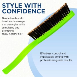 Giorgio GION1G Neon Green 7.75 inch Gentle Touch Detangler Hair Brush for Men Women. Soft Bristles for Sensitive Scalp. Wet and Dry for all Hair Types. Scalp Massager Brush Stimulate Hair Growth Giorgio GION1G Neon Green 7.75 inch Gentle Touch Detangler Hair Brush for Men Women. Soft Bristles for Sensitive Scalp. Wet and Dry for all Hair Types. Scalp Massager Brush Stimulate Hair Growth