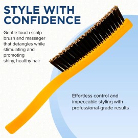 Giorgio GION1O Neon Orange 7.75 inch Gentle Touch Detangler Hair Brush for Men and Women. Soft Bristles for Sensitive Scalp. Wet and Dry for all Hair Types. Scalp Massager Brush Stimulate Hair Growth