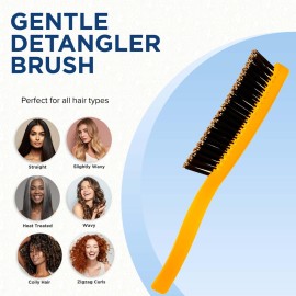 Giorgio GION1O Neon Orange 7.75 inch Gentle Touch Detangler Hair Brush for Men and Women. Soft Bristles for Sensitive Scalp. Wet and Dry for all Hair Types. Scalp Massager Brush Stimulate Hair Growth