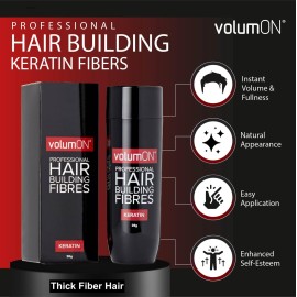 Volumon Professional Hair Building Fibres- Hair Loss Concealer- KERATIN- 28g- Get Upto 30 Uses- CHOOSE FROM 8 COLOUR SHADES (Medium Brown)