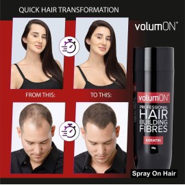 Volumon Professional Hair Building Fibres- Hair Loss Concealer- KERATIN- 28g- Get Upto 30 Uses- CHOOSE FROM 8 COLOUR SHADES (Medium Brown)