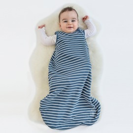 Woolino Merino Wool and Organic Cotton Baby Sleep Bag - 4 Season Classic Sleep Sack for Baby - Two-Way Zipper Sleeping Bag for Baby and Toddler - 6-18 Months - Navy Blue