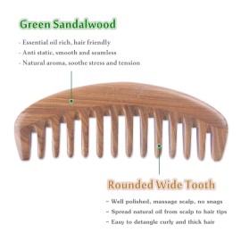 Breezelike Wide Tooth Hair Comb - Natural Detangling Wooden Comb for Curly Hair - No Static Sandalwood Comb for Women and Men Breezelike Wide Tooth Hair Comb - Natural Detangling Wooden Comb for Curly Hair - No Static Sandalwood Comb for Women and Men