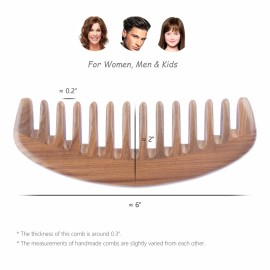 Breezelike Wide Tooth Hair Comb - Natural Detangling Wooden Comb for Curly Hair - No Static Sandalwood Comb for Women and Men Breezelike Wide Tooth Hair Comb - Natural Detangling Wooden Comb for Curly Hair - No Static Sandalwood Comb for Women and Men