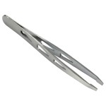 HTS 172D0 4 Brushed Stainless Slanted Eyebrow Tweezers with Droplet Holes