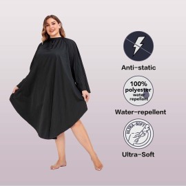 PERFEHAIR Professional Salon Client Hair Cutting Cape Gown, Barber Haircut Cape with Sleeves - Black PERFEHAIR Professional Salon Client Hair Cutting Cape Gown, Barber Haircut Cape with Sleeves - Black