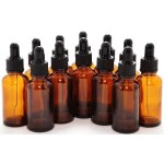 12, Amber, 1 oz Glass Bottles, with Glass Eye Droppers