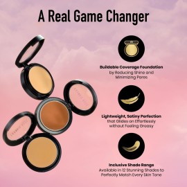 Frankie Rose Cosmetics Powder Foundation - Full Coverage Face Powder For Pores & Imperfections, Evens Out Skin Tone & Shine-Control | 58 Grams (Vintage)