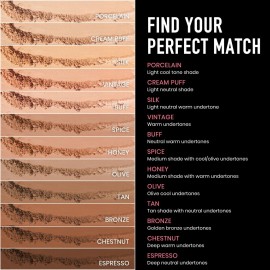 Frankie Rose Cosmetics Powder Foundation - Full Coverage Face Powder For Pores & Imperfections, Evens Out Skin Tone & Shine-Control | 58 Grams (Vintage)