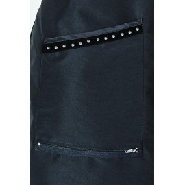 Betty Dain Glitz Salon Stylist Apron, Stylish, Lightweight, Versatile Color with Rhinestone Accents, Wrinkle Free Poly Nylon for Durability, Bottom Zipper Pockets, Adjustable Neck Closure, Black