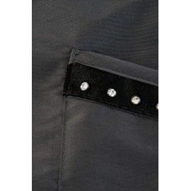 Betty Dain Glitz Salon Stylist Apron, Stylish, Lightweight, Versatile Color with Rhinestone Accents, Wrinkle Free Poly Nylon for Durability, Bottom Zipper Pockets, Adjustable Neck Closure, Black