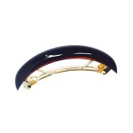 Parcelona French Half Round Thin 3 inch Tortoise Shell Brown Celluloid Automatic Hair Barrette Clip for Thick Hair, Made in France
