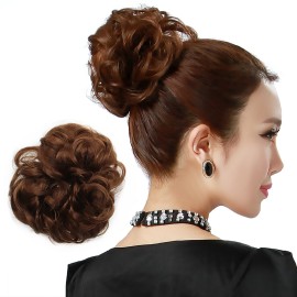 OneDor Ladies Synthetic Wavy Curly or Messy Dish Hair Bun Extension Hairpiece Scrunchie Chignon Tray Ponytail (19)