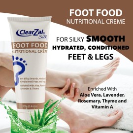 ClearZal Nutritional Foot Food Cream with Aloe Vera, Urea Based Cream, Quick Absorbing, Non-Greasy, Retains Skins Natural Hydration, Conditions Rough Dry Skin To Silky Smooth, 3.4 Oz ClearZal Nutritional Foot Food Cream with Aloe Vera, Urea Based Cream, Quick Absorbing, Non-Greasy, Retains Skins Natural Hydration, Conditions Rough Dry Skin To Silky Smooth, 3.4 Oz