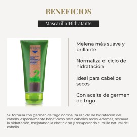 SALERM - Moisturizing Mask Biokera Natura - 200 ml - Ideal for Dry or Dehydrated Hair - with Wheat Germ Oil - Deep Hydration - Smoother and Shinier Hair SALERM - Moisturizing Mask Biokera Natura - 200 ml - Ideal for Dry or Dehydrated Hair - with Wheat Germ Oil - Deep Hydration - Smoother and Shinier Hair