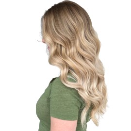 Tressmatch 20(22) Clip in Premium Remy Human Hair Extensions Thick to Ends Ombre Chestnut/medium Brown to Natural Blonde 10 Pieces(pcs) Full Head Volume Set [Set Weight:5.7oz/160grams]