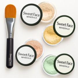 Concealer & Corrector KIT with Brush Mineral Makeup Set Bare Skin Matte Powder (20 gram Sifter Jars, Light Concealer)