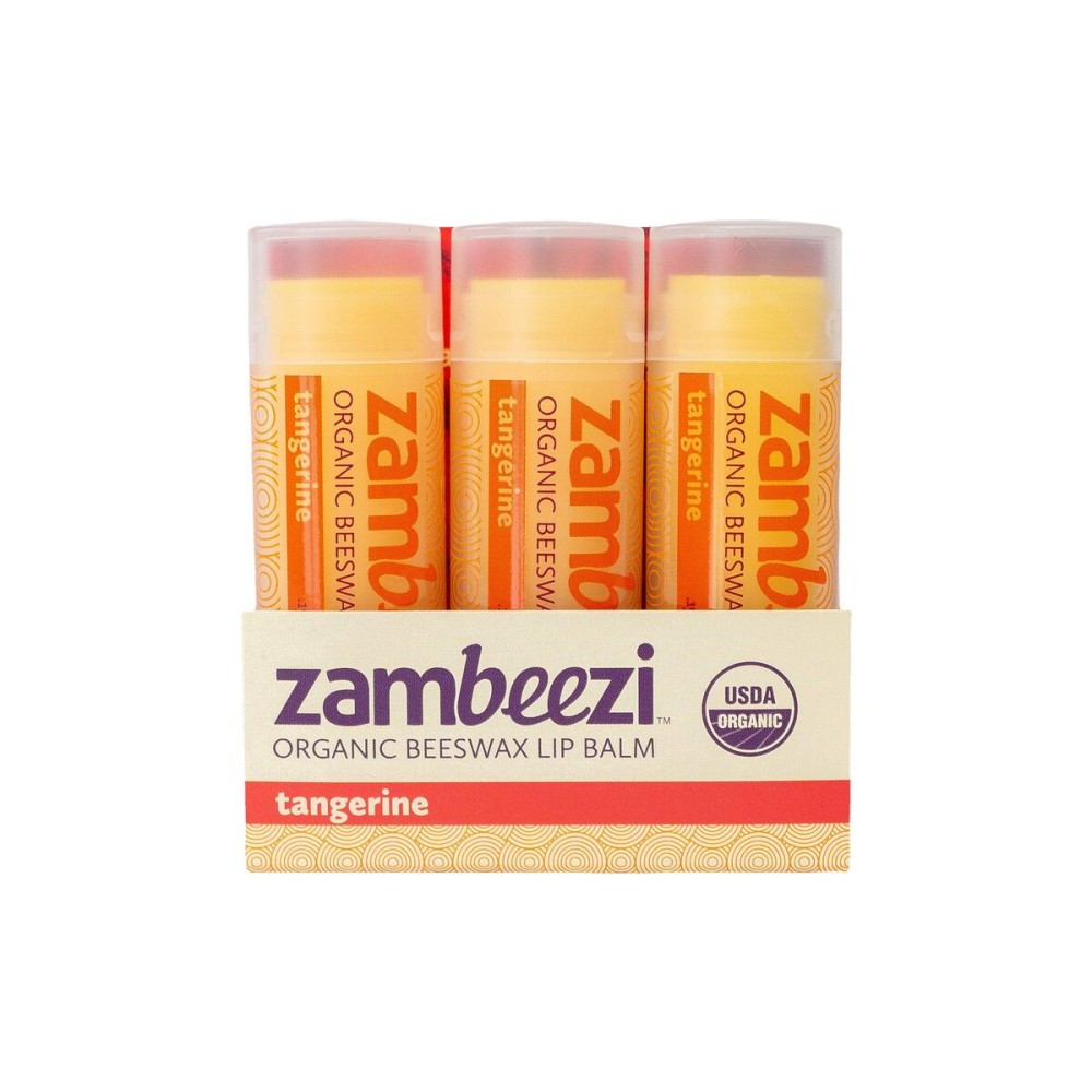 ZAMBEEZI Organic, Fair Trade Beeswax Lip Balm - Tangerine 3 Pack - Ethically Sourced