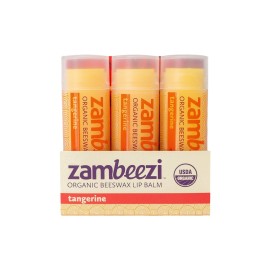 ZAMBEEZI Organic, Fair Trade Beeswax Lip Balm - Tangerine 3 Pack - Ethically Sourced