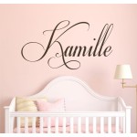 Nursery Custom Wall Decal Sticker, 28 W Girl Name Wall Decor, Personalized Girls Bedroom Decor, Plus Free White Hello Door Decal