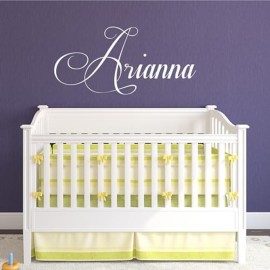 Nursery Custom Wall Decal Sticker, 28 W Girl Name Wall Decor, Personalized Girls Bedroom Decor, Plus Free White Hello Door Decal