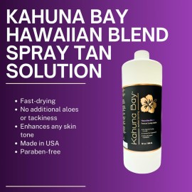 Kahuna Bay Sunless Spray Tan Solution, Hawaiian Blend Salon Professional Tanning Solution, Violet-Based, 32 oz