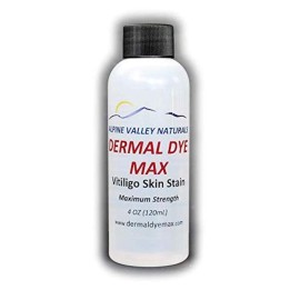 Waterproof Vitiligo treatment skin dye for darkening un-pigmented skin patches. Long lasting alternative to temporary make-up concealers, camouflage creams.