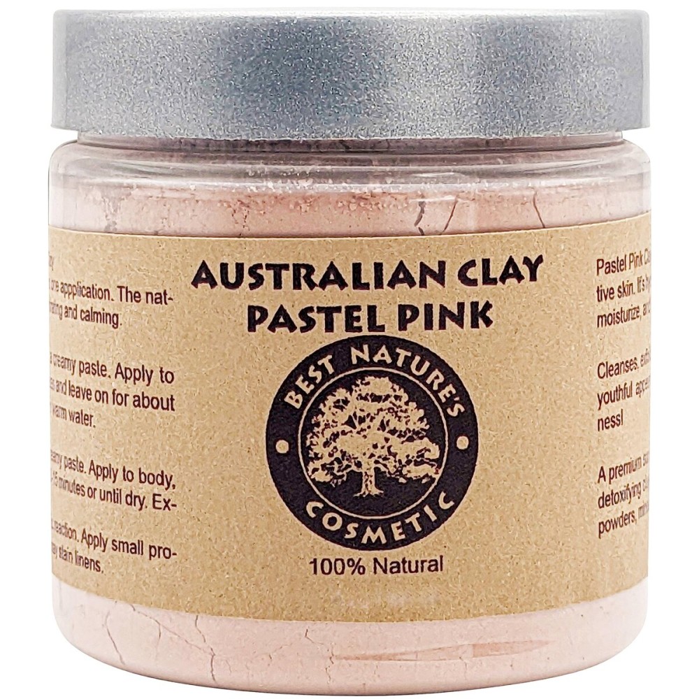 Best Nature\'s Australian Pastel Pink Clay 100% Pure Natural 8 fl oz - Natural Exfoliating & Detoxifying Facial Scrub - Organic Clay Powder for Face Masks, Body Soaps, Bath Bombs, Makeup, Lotions