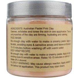 Best Nature\'s Australian Pastel Pink Clay 100% Pure Natural 8 fl oz - Natural Exfoliating & Detoxifying Facial Scrub - Organic Clay Powder for Face Masks, Body Soaps, Bath Bombs, Makeup, Lotions
