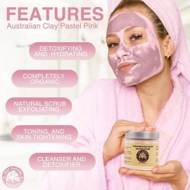 Best Nature\'s Australian Pastel Pink Clay 100% Pure Natural 8 fl oz - Natural Exfoliating & Detoxifying Facial Scrub - Organic Clay Powder for Face Masks, Body Soaps, Bath Bombs, Makeup, Lotions