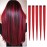 5pcs Red Clip in Hair Extensions 100% Human Hair 18 Inch Colored Party Highlights Clip in Extensions for Women Kids Girls