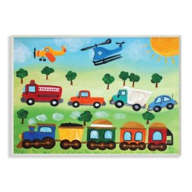 The Kids Room by Stupell Planes, Trains, and Automobiles Rectangle Wall Plaque