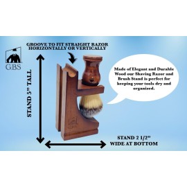 G.B.S Wooden Brush and Shaving Razor Stand, Shave Razor and Shave Brush Storage, Durable Professional Barber Choice Shaving Accessories for Men