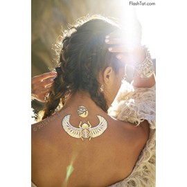 Flash Tattoos Desert Dweller X Child of Wild Authentic Metallic Temporary Tattoos 4 Sheet Pack (gold/silver/turquoise) - Includes Over 43 Premium Waterproof Tattoos