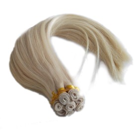 White Blonde Hand Tied Weft Extensions 60 Silky Straight Hair Bundles 18inch 100gm 6A White Blonde Hand Tied Weft Extensions 60 Silky Straight Hair Bundles 18inch 100gm 6A