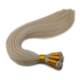 White Blonde Hand Tied Weft Extensions 60 Silky Straight Hair Bundles 18inch 100gm 6A White Blonde Hand Tied Weft Extensions 60 Silky Straight Hair Bundles 18inch 100gm 6A
