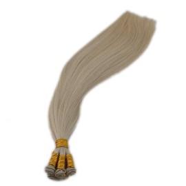 White Blonde Hand Tied Weft Extensions 60 Silky Straight Hair Bundles 18inch 100gm 6A White Blonde Hand Tied Weft Extensions 60 Silky Straight Hair Bundles 18inch 100gm 6A