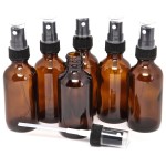 Vivaplex, 6, Amber, 2 oz Glass Bottles, with Black Fine Mist Sprayers