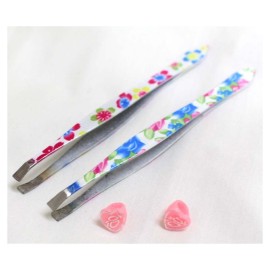 JEWEL TOOL (12 Pack) 3.5 (8.89 cm) Straight Tip Salon Tweezers | Floral Designs: Roses & Daisies | Quality Stainless Steel | Textured Grip | Ideal for Eyebrows & Facial Hair