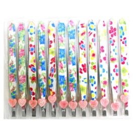 JEWEL TOOL (12 Pack) 3.5 (8.89 cm) Straight Tip Salon Tweezers | Floral Designs: Roses & Daisies | Quality Stainless Steel | Textured Grip | Ideal for Eyebrows & Facial Hair