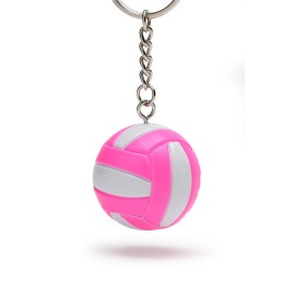 Tandem Sport Volleyball Key Chain - Mini Volleyball On Key Ring - Pink and White Volleyball Keychain for Backpacks, Gym Bags, Purses - Volleyball Themed Party Supplies - Gift for Volleyball Players