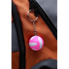 Tandem Sport Volleyball Key Chain - Mini Volleyball On Key Ring - Pink and White Volleyball Keychain for Backpacks, Gym Bags, Purses - Volleyball Themed Party Supplies - Gift for Volleyball Players