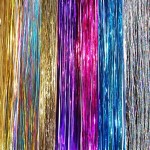 40 Hair Tinsel 210 Strands Seven Colors (Purple, Rainbow, Hot Pink, Gold, White Gold, Blue & Sparkling Silver)