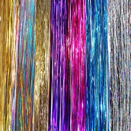 40 Hair Tinsel 210 Strands Seven Colors (Purple, Rainbow, Hot Pink, Gold, White Gold, Blue & Sparkling Silver) 40 Hair Tinsel 210 Strands Seven Colors (Purple, Rainbow, Hot Pink, Gold, White Gold, Blue & Sparkling Silver)