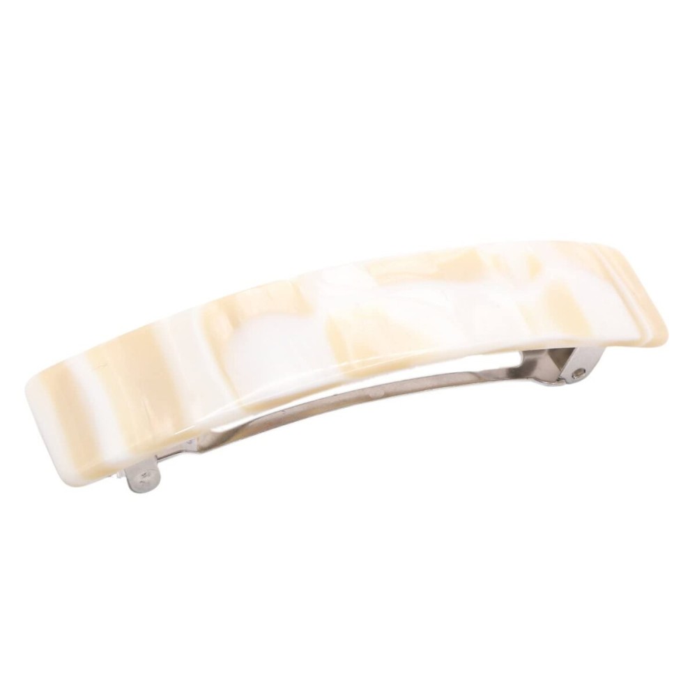 French Amie Oblong Handmade 3.5 Celluloid Automatic Hair Clip Barrette Hair Clip for Girls Strong Hold Hair Clips for Women No Slip Durable Paris Hair Accessories, Made in France (Cream Nouget)