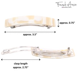 French Amie Oblong Handmade 3.5 Celluloid Automatic Hair Clip Barrette Hair Clip for Girls Strong Hold Hair Clips for Women No Slip Durable Paris Hair Accessories, Made in France (Cream Nouget)