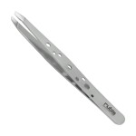 Rubis Hole Pattern Classic Stainless Steel Slanted Tweezers For Precise Eyebrows and Hair Removal, The Elegance Collection, 1K111,Silver,Rubis Switzerland Swiss Made World Renowned Precision