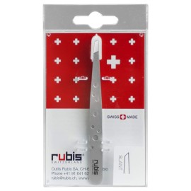 Rubis Hole Pattern Classic Stainless Steel Slanted Tweezers For Precise Eyebrows and Hair Removal, The Elegance Collection, 1K111,Silver,Rubis Switzerland Swiss Made World Renowned Precision